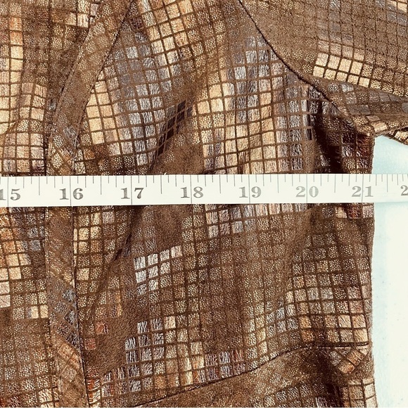 Chico's Travelers Metallic Animal Copper Long Sleeve Lightweight Duster Jacket - Picture 8 of 10